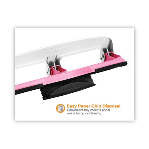 12-sheet Ez Squeeze Incourage Three-hole Punch, 9/32" Holes, Pink