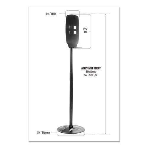 Floor Stand For Sanitizer Dispensers, Height Adjustable From 50" To 60", Black