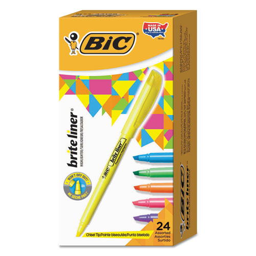 Brite Liner Highlighter Value Pack, Assorted Ink Colors, Chisel Tip, Assorted Barrel Colors, 24/set