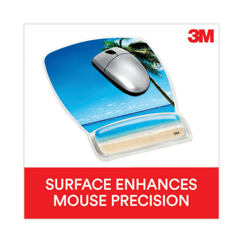 Fun Design Clear Gel Mouse Pad With Wrist Rest, 6.8 X 8.6, Beach Design