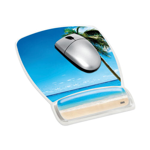 Fun Design Clear Gel Mouse Pad With Wrist Rest, 6.8 X 8.6, Beach Design