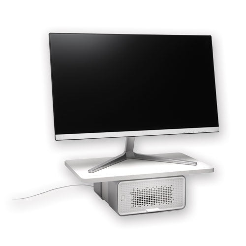 Freshview Wellness Monitor Stand With Air Purifier, For 27" Monitors, 22.5" X 11.5" X 5.4", White, Supports 200 Lbs