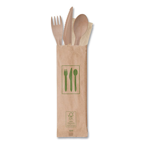 Wood Cutlery, Fork/knife/spoon/napkin, Natural, 500/carton