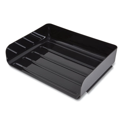Side-load Stackable Plastic Document Tray, 1 Section, Letter-size, 12.63 X 9.72 X 3.01, Black, 2/pack