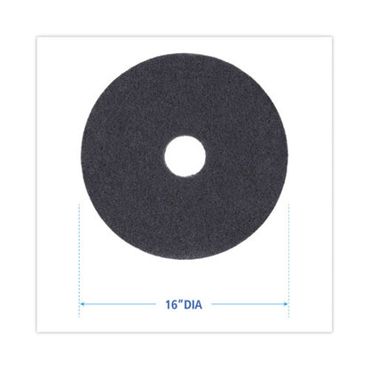 Stripping Floor Pads, 16" Diameter, Black, 5/carton