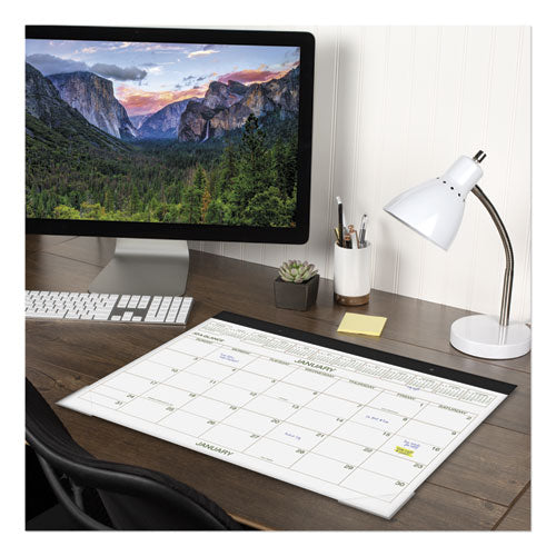 Two-color Desk Pad, 22 X 17, White Sheets, Black Binding, Clear Corners, 12-month (jan To Dec): 2024