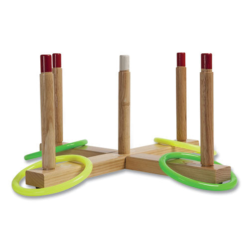 Ring Toss Set, Plastic/wood, Assorted Colors, 5 Pegs, 4 Rings