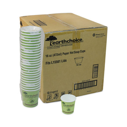 Earthchoice Compostable Soup Cup Large, 16 Oz, 3.63" Diameter X 3.88"h, Green, Paper, 500/carton