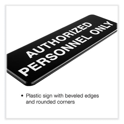 Authorized Personnel Only Indoor/outdoor Wall Sign, 9" X 3", Black Face, White Graphics, 3/pack