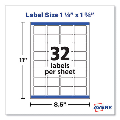 Removable Durable White Rectangle Labels W/ Sure Feed, 1.25 X 1.75, 256/pk