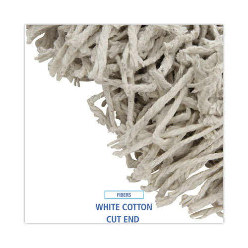 Banded Cotton Mop Heads, 24oz, White, 12/carton