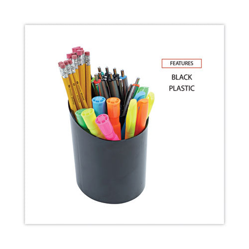 Recycled Big Pencil Cup, Plastic, 4.38" Diameter X 5.63"h, Black
