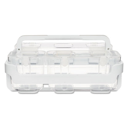 Stackable Caddy Organizer With S, M And L Containers, Plastic, 10.5 X 14 X 6.5, White Caddy/clear Containers