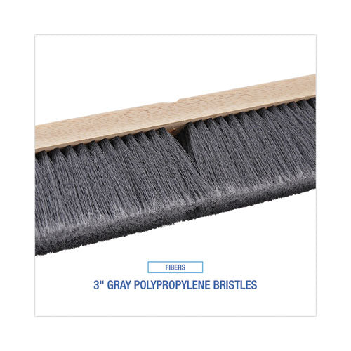 Floor Brush Head, 3" Gray Flagged Polypropylene Bristles, 36" Brush