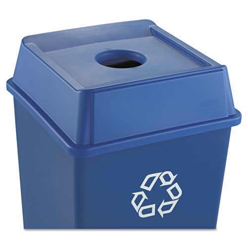 Untouchable Bottle And Can Recycling Top, Round Opening,  20.13w X 20.13d X 6.25h, Blue