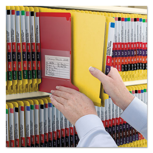 End Tab Pressboard Classification Folders, Six Safeshield Fasteners, 2" Expansion, 2 Dividers, Legal Size, Yellow, 10/box