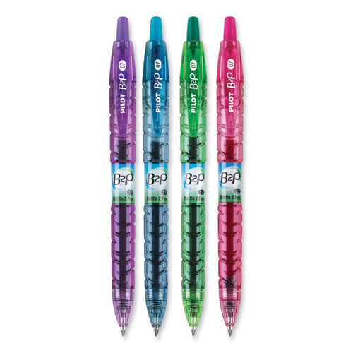 B2p Bottle-2-pen Recycled Gel Pen, Retractable, Fine 0.7 Mm, Assorted Ink And Barrel Colors, 4/pack