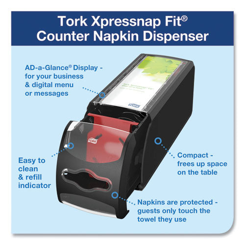 Xpressnap Fit Napkin Dispenser, Countertop, 4.8 X 12.8 X 5.6, Black