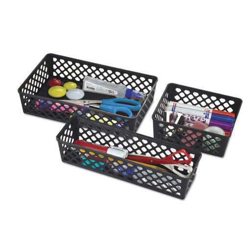 Recycled Supply Basket, Plastic, 6.13 X 5 X 2.38, Black, 3/pack