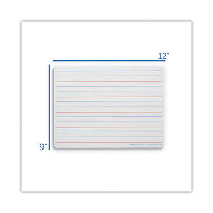 Magnetic Two-sided Red And Blue Ruled Dry Erase Board, 12 X 9, Ruled White Front/unruled White Back, 12/pack