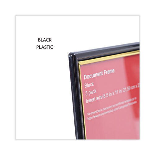 All Purpose Document Frame, 8.5 X 11 Insert, Black/gold, 3/pack