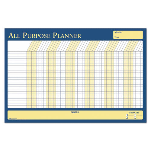 100% Recycled All-purpose/vacation Planner, 36 X 24, White/blue/yellow Surface