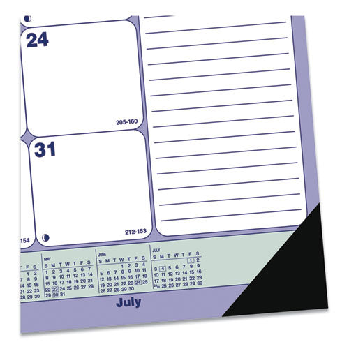 Academic Monthly Desk Pad Calendar, 21.25 X 16, White/blue/green, Black Binding/corners, 13-month (july-july): 2023 To 2024