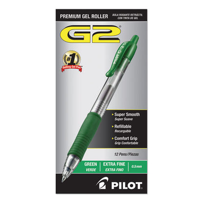 G2 Premium Gel Pen, Retractable, Extra-fine 0.5 Mm, Green Ink, Smoke/green Barrel, Dozen