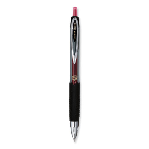 Signo 207 Gel Pen, Retractable, Fine 0.5 Mm, Red Ink, Smoke/black/red Barrel, Dozen
