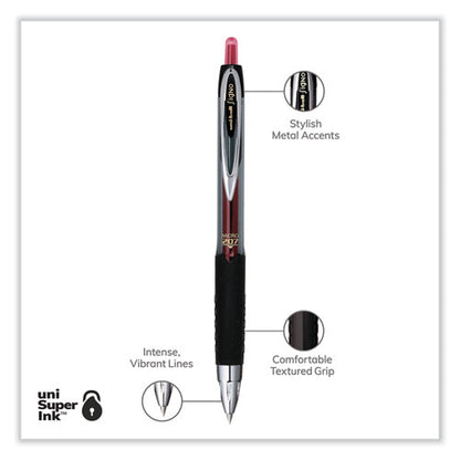 Signo 207 Gel Pen, Retractable, Fine 0.5 Mm, Red Ink, Smoke/black/red Barrel, Dozen