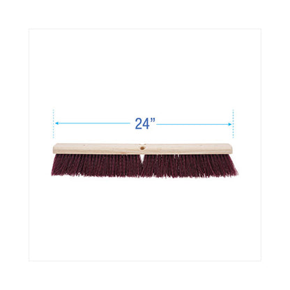 Floor Brush Head, 3.25" Maroon Stiff Polypropylene Bristles, 24" Brush