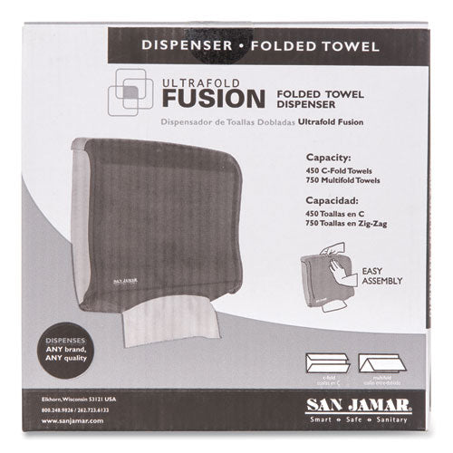 Ultrafold Fusion C-fold And Multifold Towel Dispenser, 11.5 X 5.5 X 11.5, Black