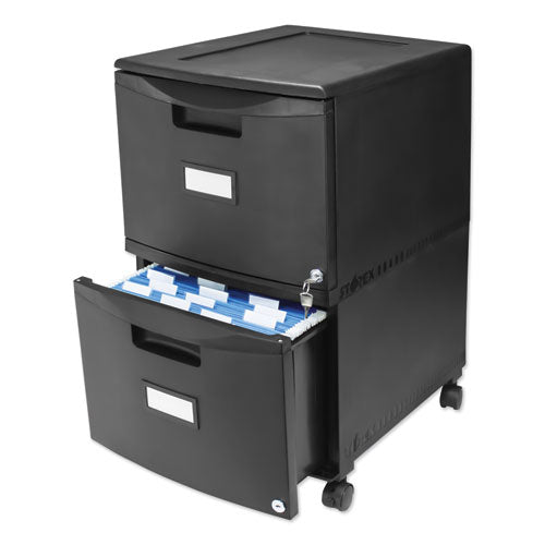 Two-drawer Mobile Filing Cabinet, 2 Legal/letter-size File Drawers, Black, 14.75" X 18.25" X 26"