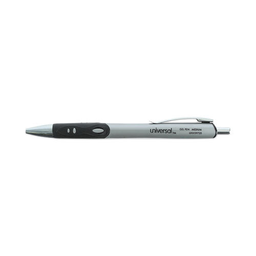 Comfort Grip Gel Pen, Retractable, Medium 0.7 Mm, Black Ink, Gray/black/silver Barrel, Dozen