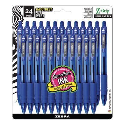 Z-grip Ballpoint Pen, Retractable, Medium 1 Mm, Blue Ink, Translucent Blue/blue Barrel, 24/pack