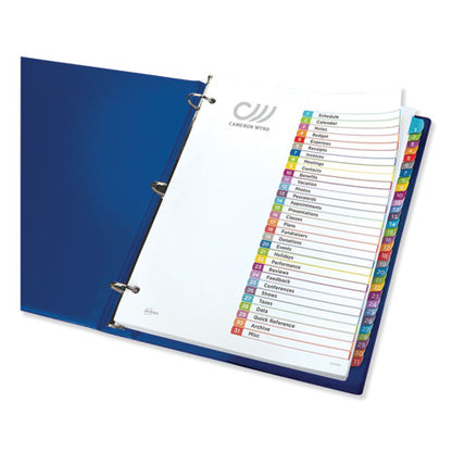 Customizable Toc Ready Index Multicolor Tab Dividers, 31-tab, 1 To 31, 11 X 8.5, White, Contemporary Color Tabs, 1 Set