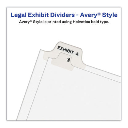 Preprinted Legal Exhibit Side Tab Index Dividers, Avery Style, 26-tab, F, 11 X 8.5, White, 25/pack, (1406)