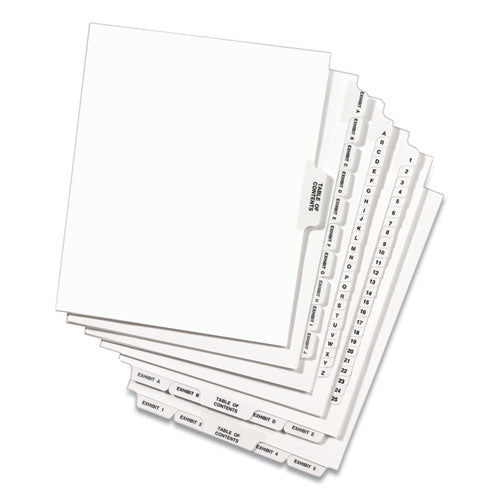 Preprinted Legal Exhibit Side Tab Index Dividers, Avery Style, 26-tab, A To Z, 11 X 8.5, White, 1 Set, (1400)