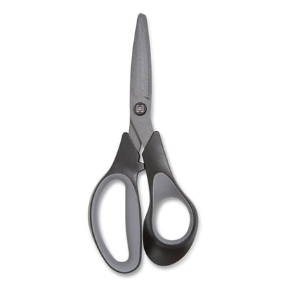 Non-stick Titanium-coated Scissors, 7" Long, 2.88" Cut Length, Gun-metal Gray Blades, Black/gray Straight Handle