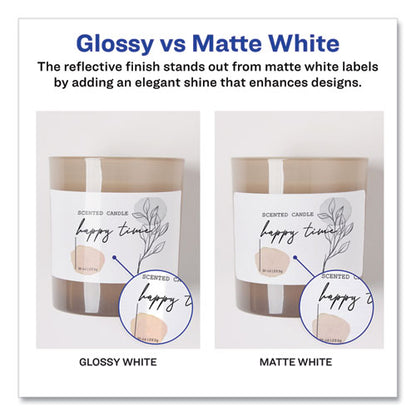 Glossy White Easy Peel Mailing Labels W/ Sure Feed Technology, Laser Printers, 1 X 2.63, White, 30/sheet, 25 Sheets/pack