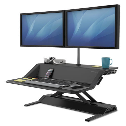 Lotus Sit-stands Workstation, 32.75" X 24.25" X 5.5" To 22.5", Black