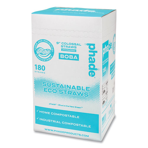 Marine Biodegradable Straws, Boba Straws, 9", Ocean Blue, 720/carton