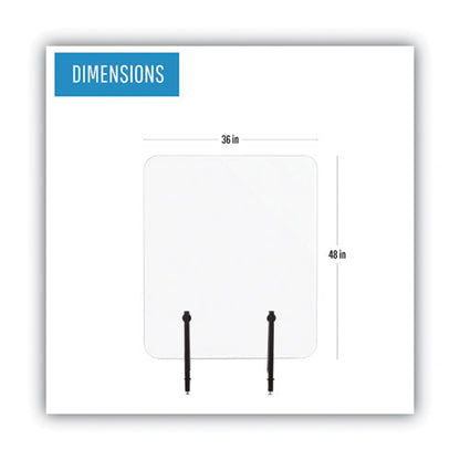 Protector Series Frameless Glass Desktop Divider, 47.2 X 0.16 X 35.4, Clear/aluminum