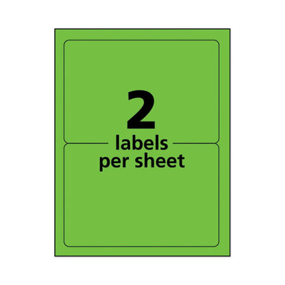 High-visibility Permanent Laser Id Labels, 5.5 X 8.5, Neon Green, 200/box