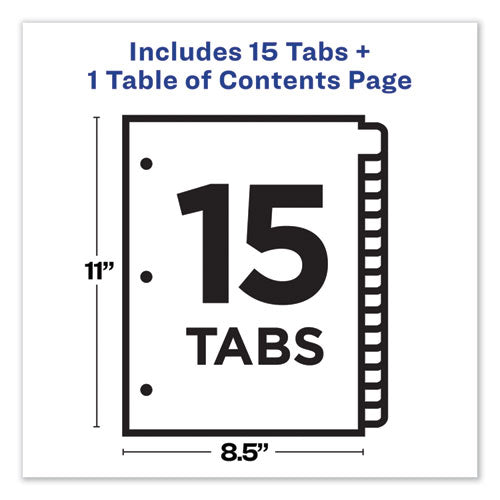 Customizable Toc Ready Index Multicolor Tab Dividers, 15-tab, 1 To 15, 11 X 8.5, White, Contemporary Color Tabs, 1 Set