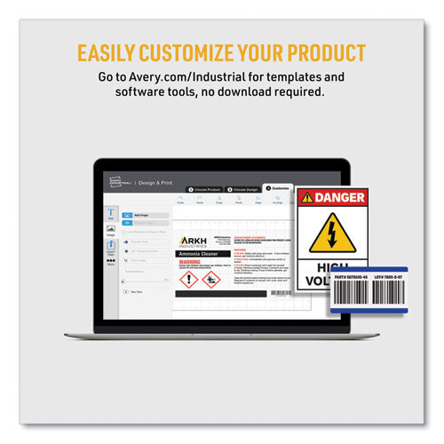 Ultraduty Ghs Chemical Waterproof And Uv Resistant Labels, 8.5 X 11, White, 500/pack