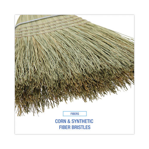 100% Corn Brooms, 60" Overall Length, Natural, 6/carton