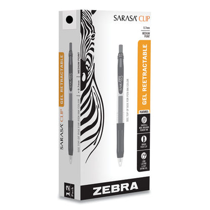 Sarasa Clip Gel Pen, Retractable, Medium 0.7 Mm, Black Ink, Clear/black Barrel, 12/pack