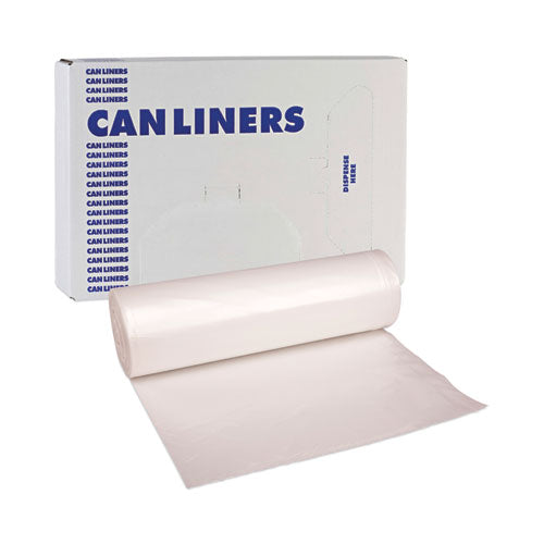 High-density Can Liners, 60 Gal, 14 Microns, 38" X 58", Natural, 25 Bags/roll, 8 Rolls/carton