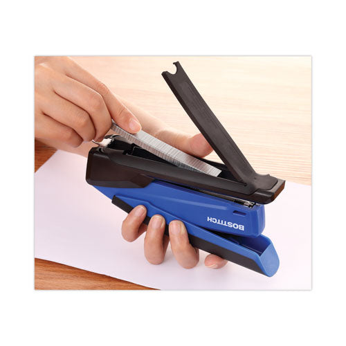 Inpower Spring-powered Desktop Stapler With Antimicrobial Protection, 20-sheet Capacity, Blue/black
